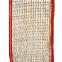 Open Weave Burlap Ribbon w/ Red Piped Edge 4