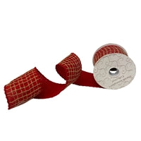 4"X10YD Open weave jute ribbon stitched w/ no back red edge