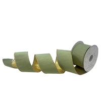 Sage Dupion With Gold Lame Back 2.5"x10yd Ribbon