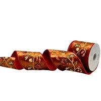 Flower Embroidery On Copper Velvet Ribbon 4"x5yd