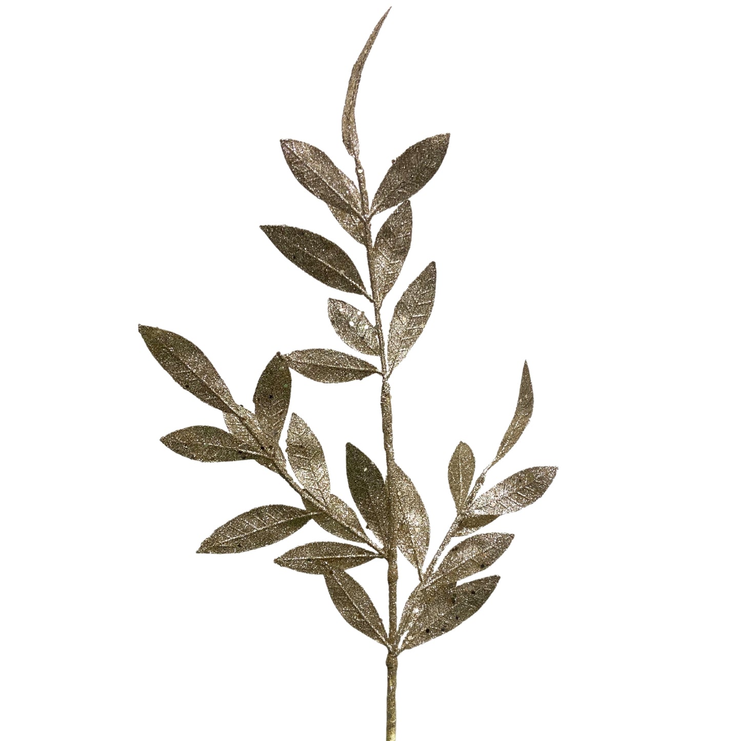 GLITTER BAY LEAF SPRAY 29" - CHAMPAGNE