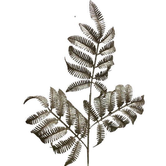 GLITTER FOREST FERN SPRAY 34" - CHAMPAGNE