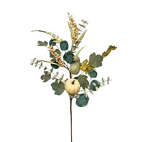 Crisp Fall Meadows Berry Eucalyptus Pumpkin Gourd Pick 28.5"