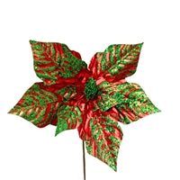 Medium Marvelous Metallic Poinsettia Spray Red/Green