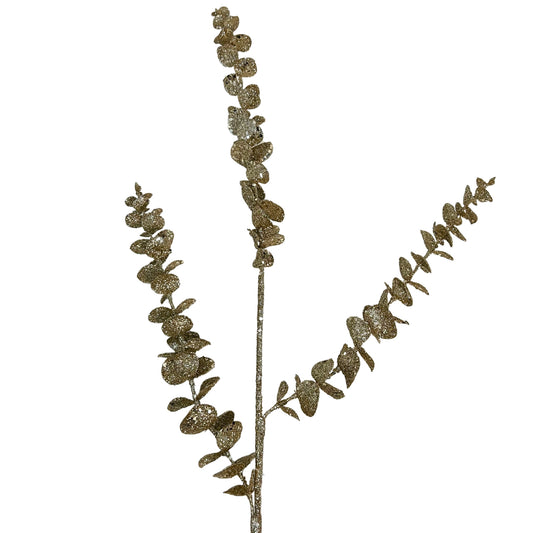 GLAMOROUS GLITTERED EUCALYPTUS SPRAY - CHAMPAGNE 29"