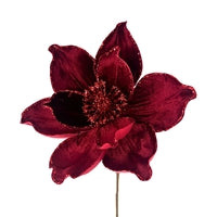 Deep Red Velvet Magnolia Stem