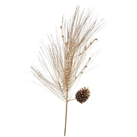 Metallic Long Needle Pine/Pinecone/Berry Spray - Gold 37"