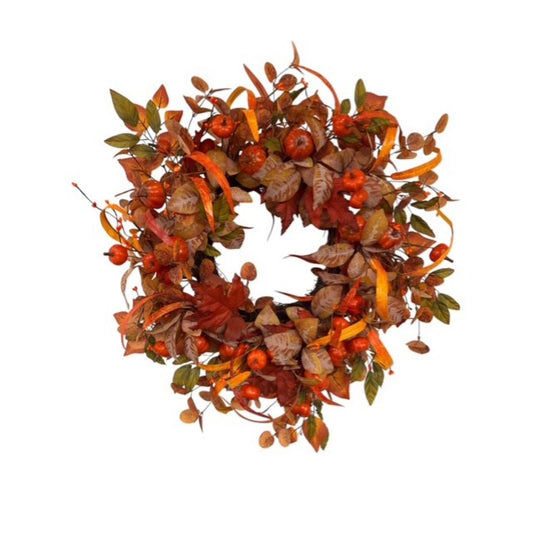 MINI PUMPKIN HARVEST WREATH 22"