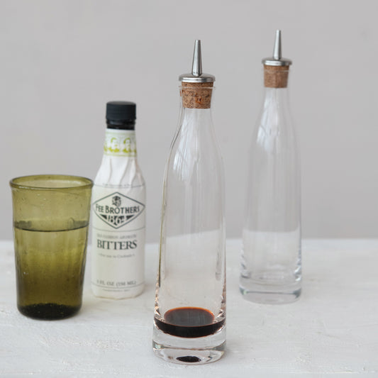 8 oz. Glass Cruet w/ Stainless Steel & Cork Spout