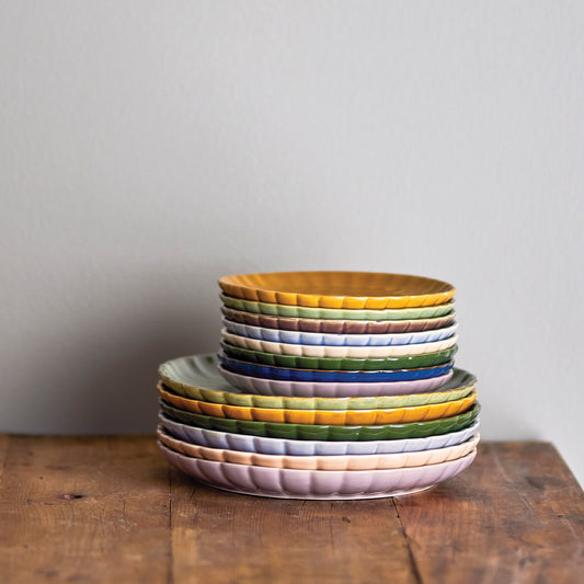 Stoneware Fluted Plate (Each One Will Vary)