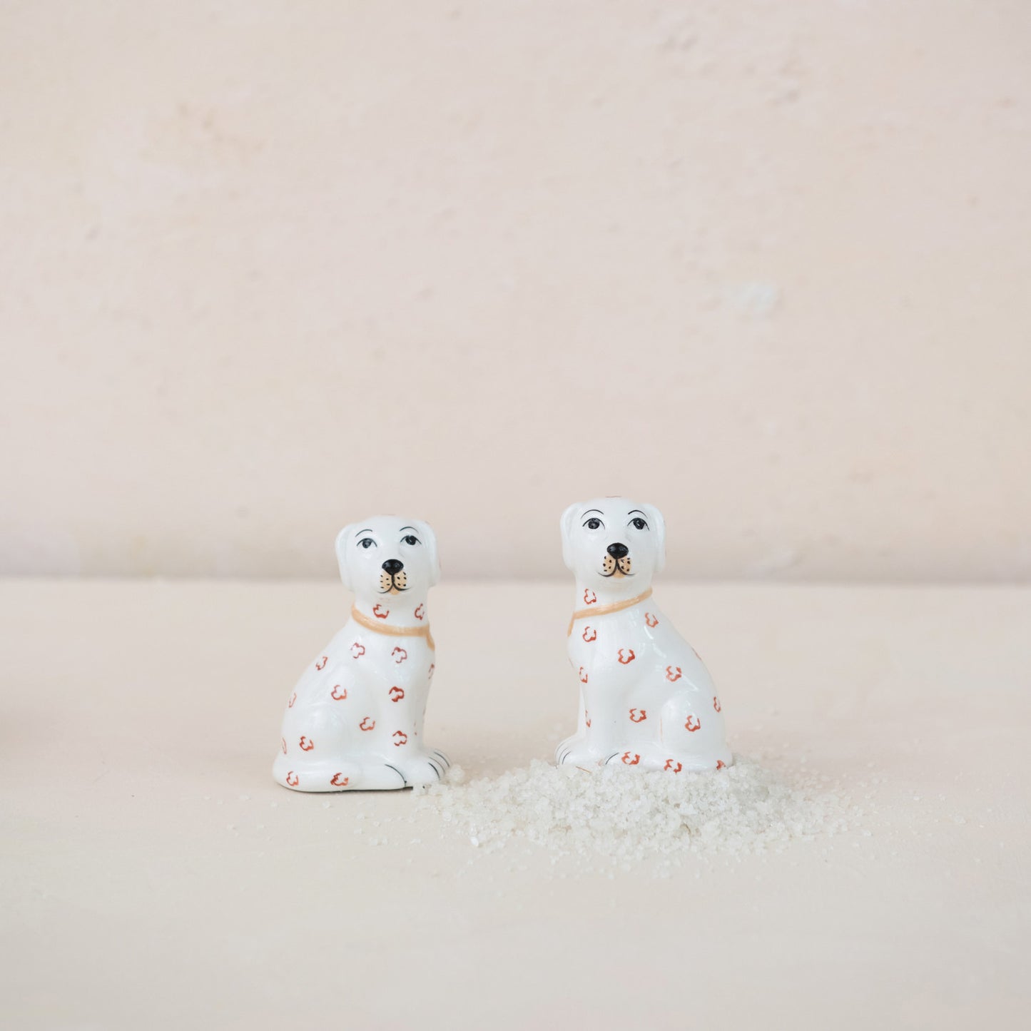 Ceramic Dog Shaped Salt & Pepper Shakers, Set/2