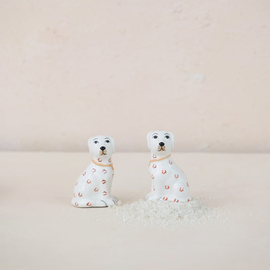 Ceramic Dog Shaped Salt & Pepper Shakers, Set/2