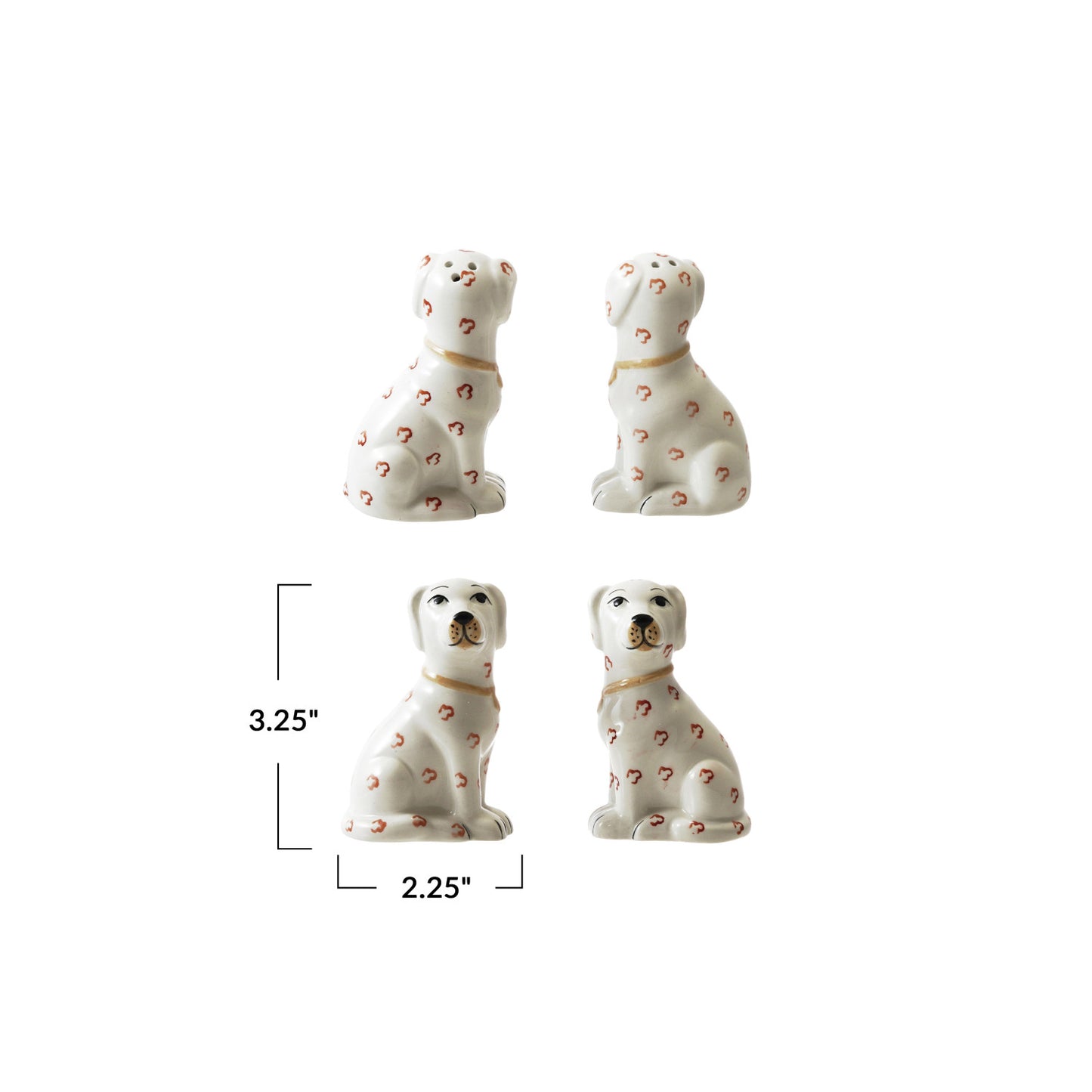 Ceramic Dog Shaped Salt & Pepper Shakers, Set/2