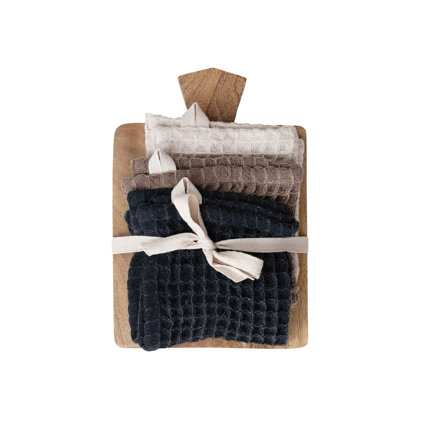 Waffle Weave Dish Cloths w/ Cheese/Serving Board Set