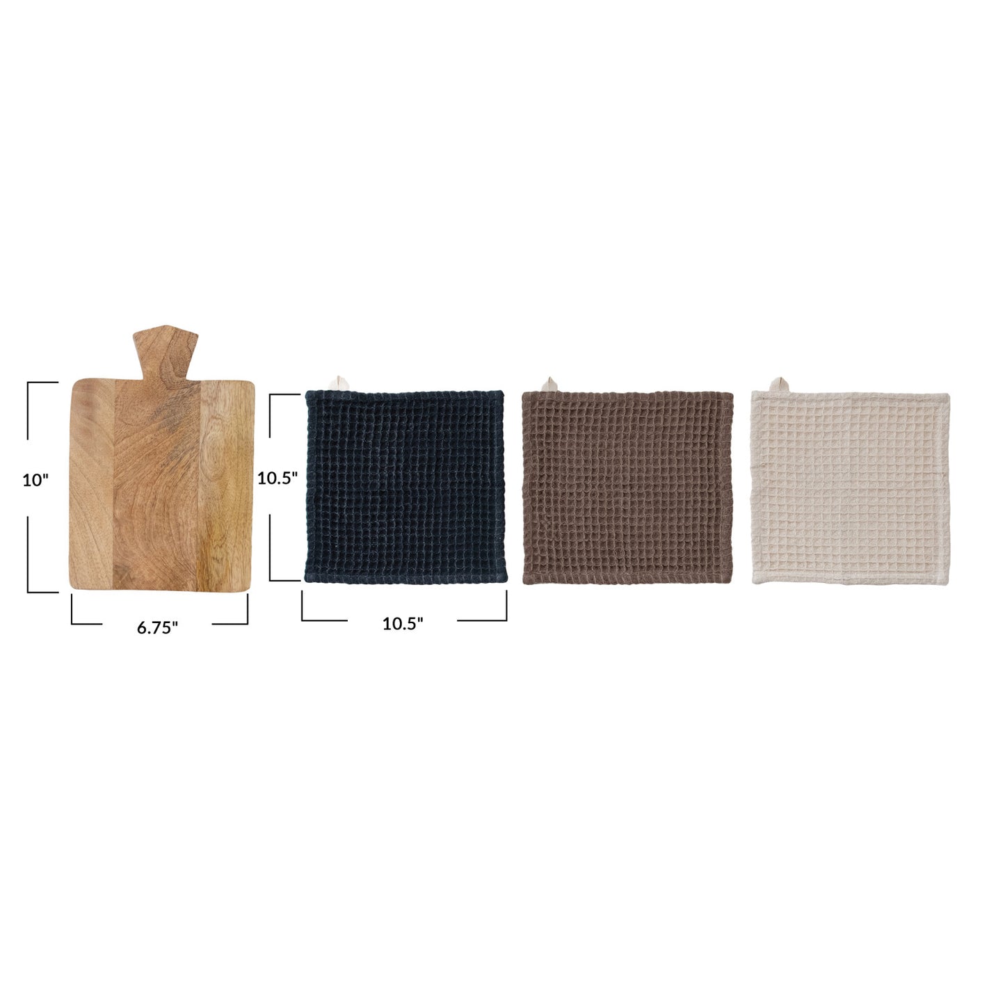 Waffle Weave Dish Cloths w/ Cheese/Serving Board Set