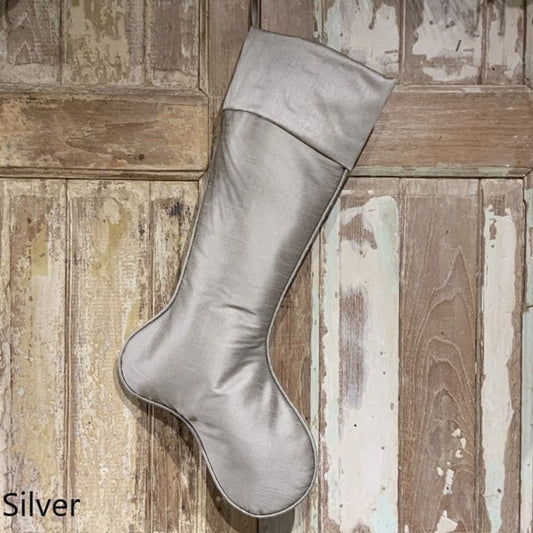 25" Dupion Stocking - Silver