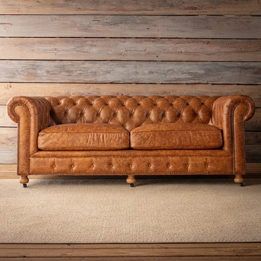 Grand Oaks Leather Chesterfield Sofa 84"