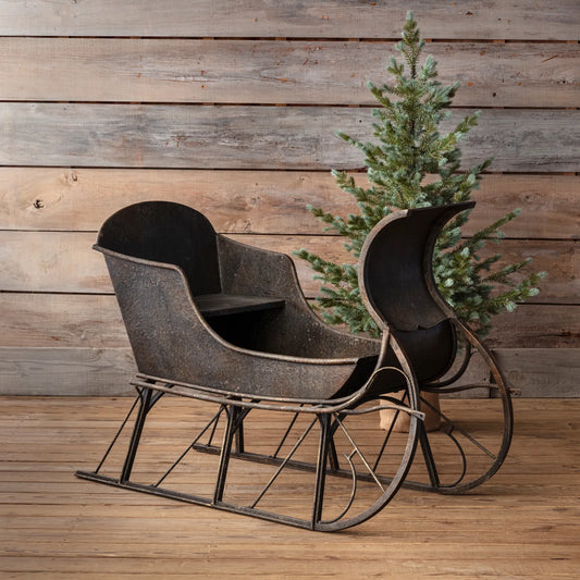 VINTAGE STYLE METAL SLEIGH IN ANTIQUE BLACK