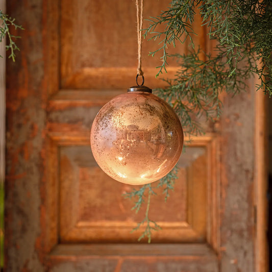 CAMEO ANTIQUE FINISHED GLASS 5" BALL ORNAMENT