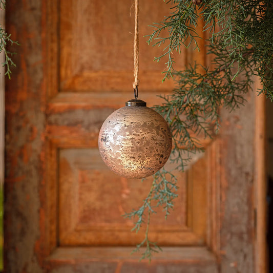 CAMEO ANTIQUE FOIL GLASS ETCHED 4" BALL ORNAMENT