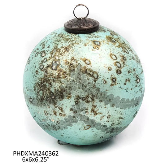 AZURE GLASS 6" BALL ORNAMENT