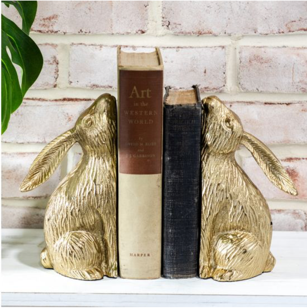 Gold Bunny Book ends