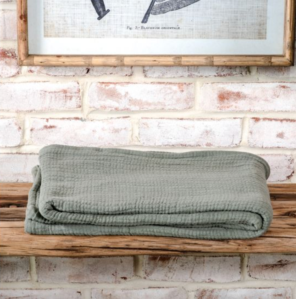 Burnt Olive Cotton Throw