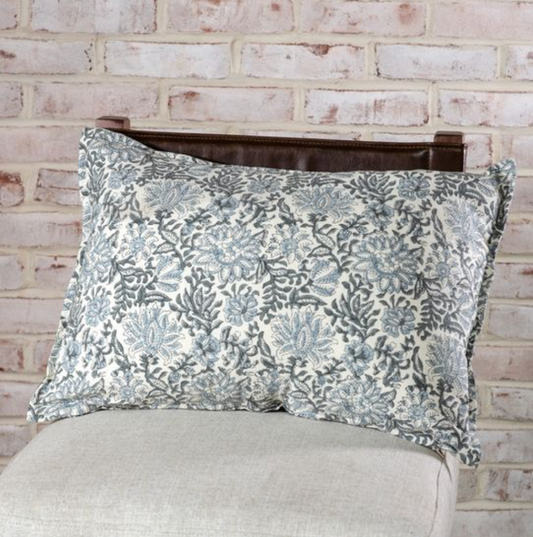 Dark Sage & Steel Dahlia Pillow