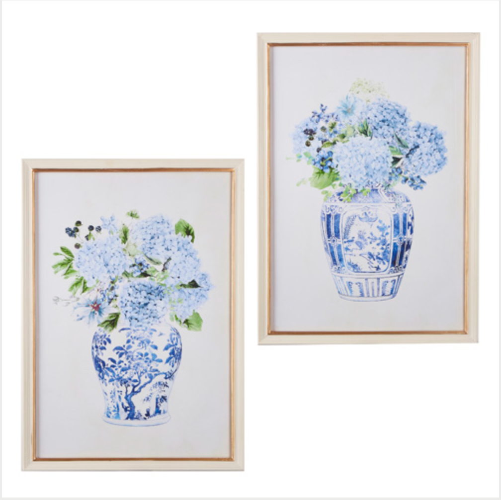 27.5" HYDRANGEAS IN VASE FRAMED PRINT