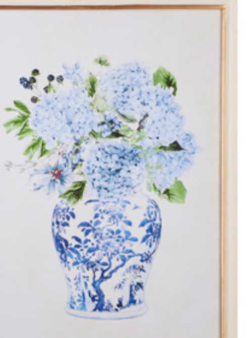 27.5" HYDRANGEAS IN VASE FRAMED PRINT