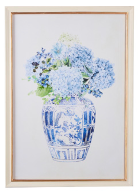 27.5" HYDRANGEAS IN VASE FRAMED PRINT