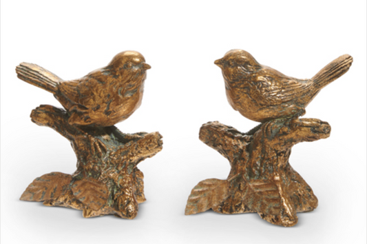 4" ANTIQUE GOLD BIRD ON BRANCH