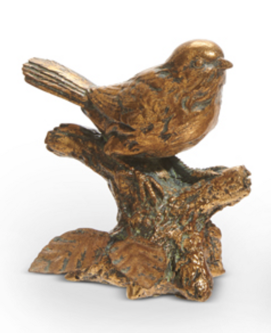 4" ANTIQUE GOLD BIRD ON BRANCH