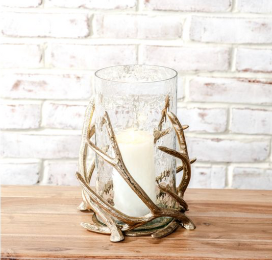 10" GOLD ANTLER HURRICANE GLASS