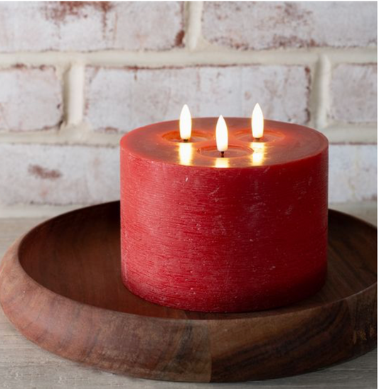 6" X 5" 3 WICK RED LED CANDLE