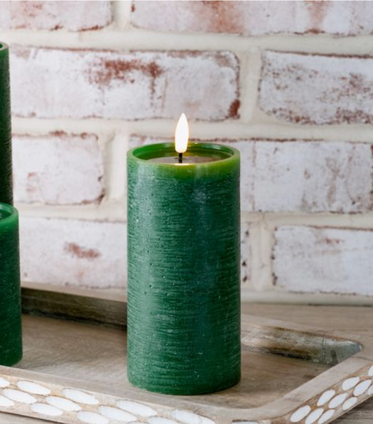 6" GREEN LED PILLAR CANDLE