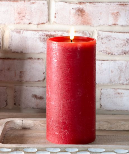 8" H. WIDE RED LED PILLAR CANDLE