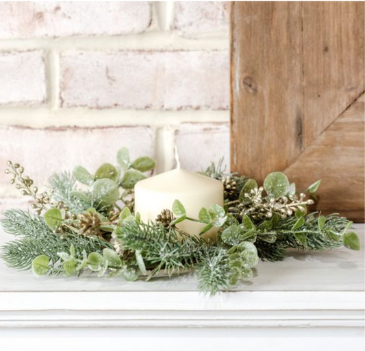 5" MIXED GREEN CANDLE RING