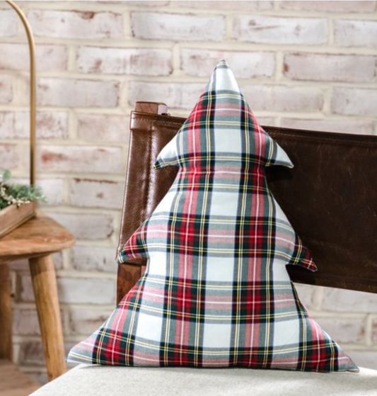 18" H. TARTAN PLAID TREE PILLOW