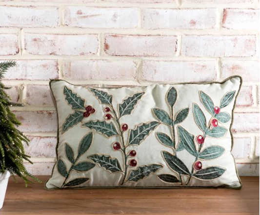 12X20 GREEN HOLLY PILLOW