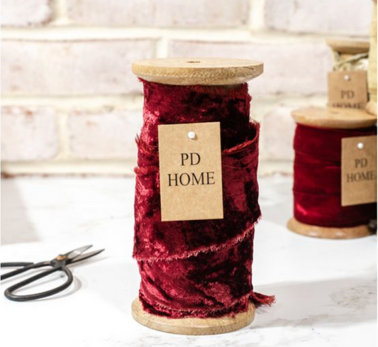 50MM X 10 YDS DK RED VELVET RIBBON SPOOL