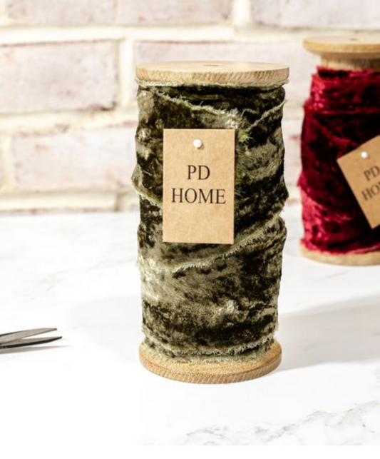 50MM X 10 YDS OLIVE VELVET RIBBON SPOOL