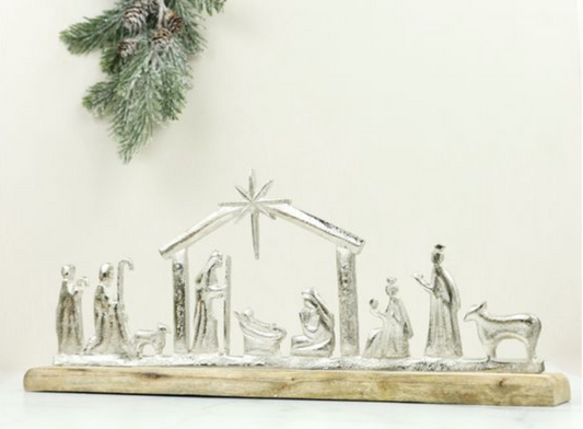 19.7" ALUM. WOOD NATIVITY TABLETOP