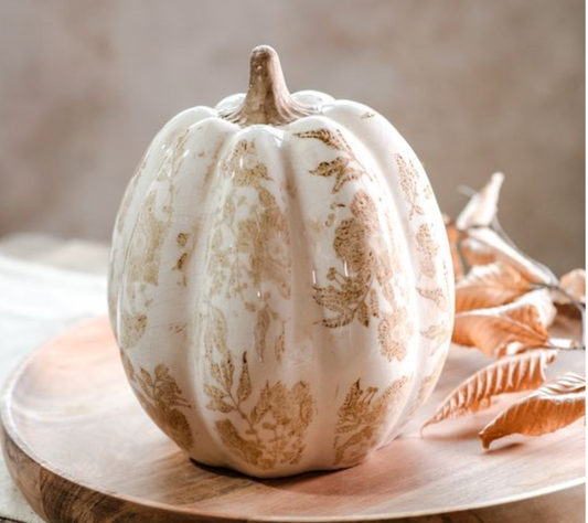 8.75"H BEIGE HEIRLOOM PUMPKIN