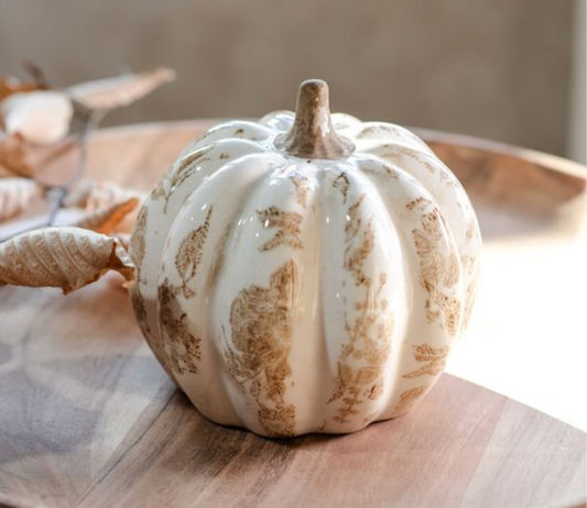 5"H BEIGE HEIRLOOM PUMPKIN