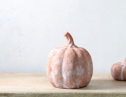 8"H ORANGE TERRACOTTA PUMPKIN