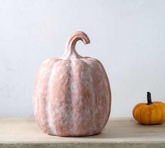 12"H ORANGE TERRACOTTA PUMPKIN