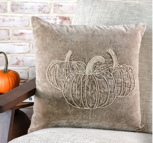 18 X 18 TAN BEADED PUMPKIN PILLOW