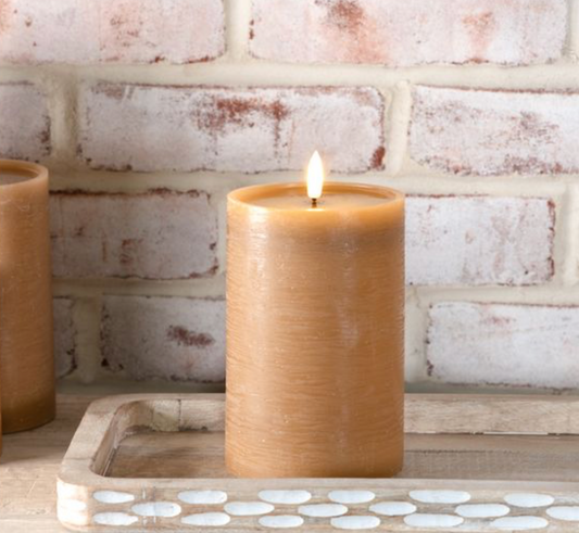 6" H. WIDE CARAMEL LED PILLAR CANDLE
