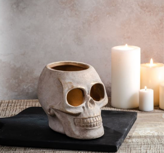 5.5" GOLD WASH CERAMIC SKULL